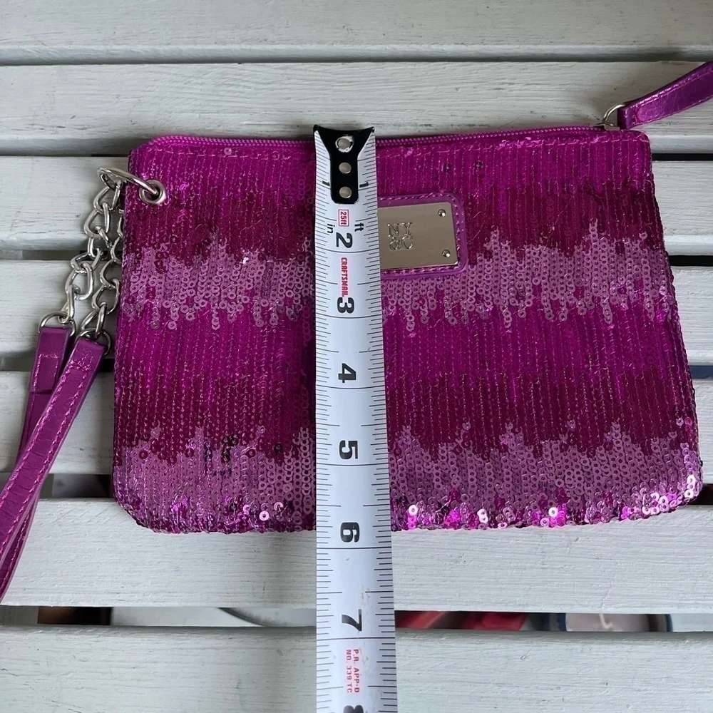 New York & Company Pink Sequin Evening Bag Clutch Wristlet NWOT
